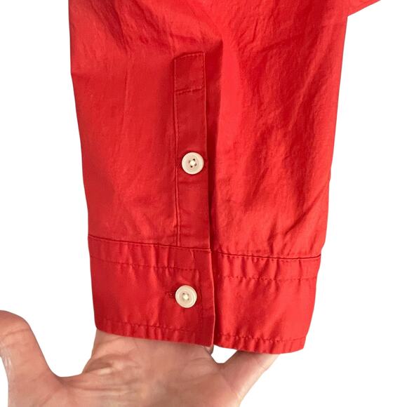 Everlane Boxy Long Sleeve Button Down Shirt Women XS Red The Woven PJ Pajama Top - Picture 5 of 8